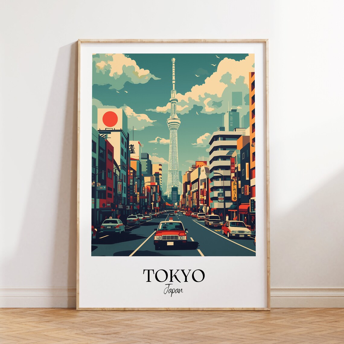 Tokyo Japan Skytree City Street Retro Vintage Travel Art Poster