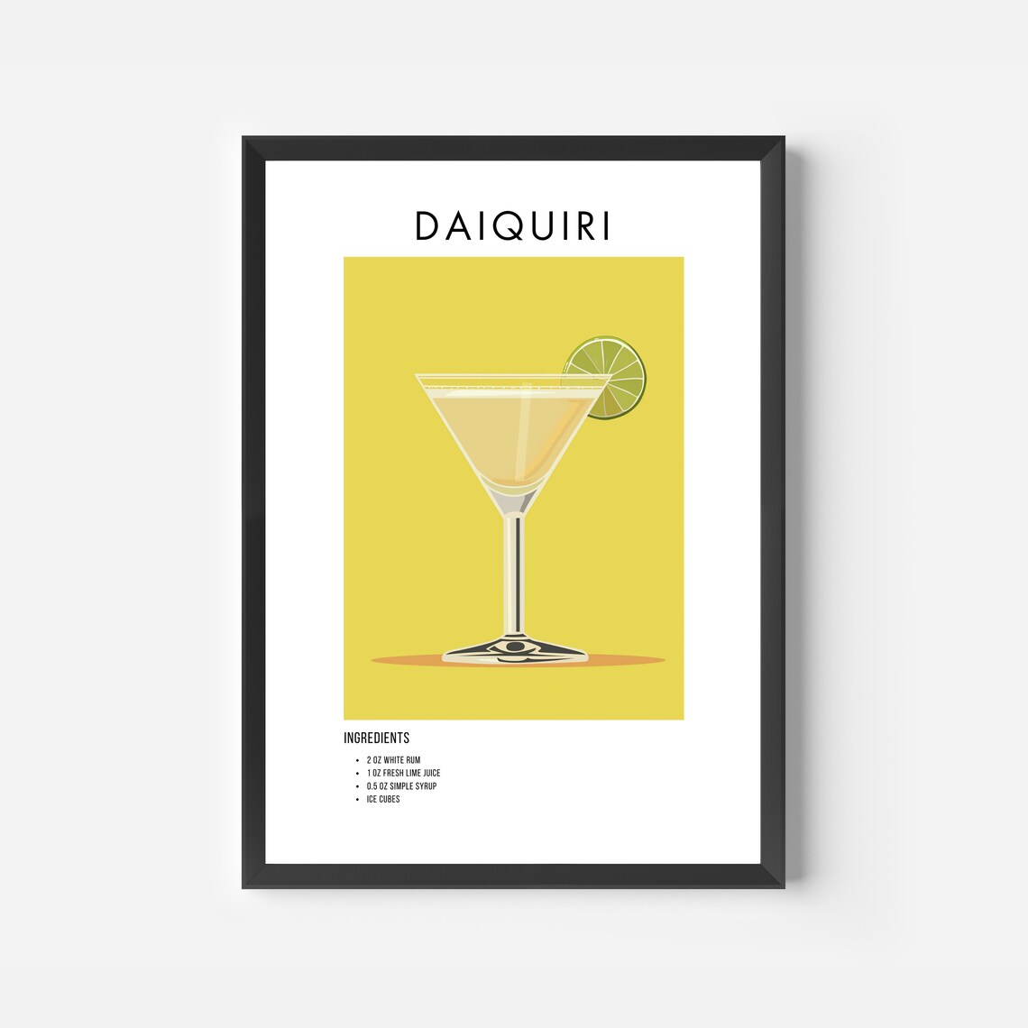 Daiquiri Cocktail Recipe Minimalist Yellow Bar Art Kitchen Poster - Image 2