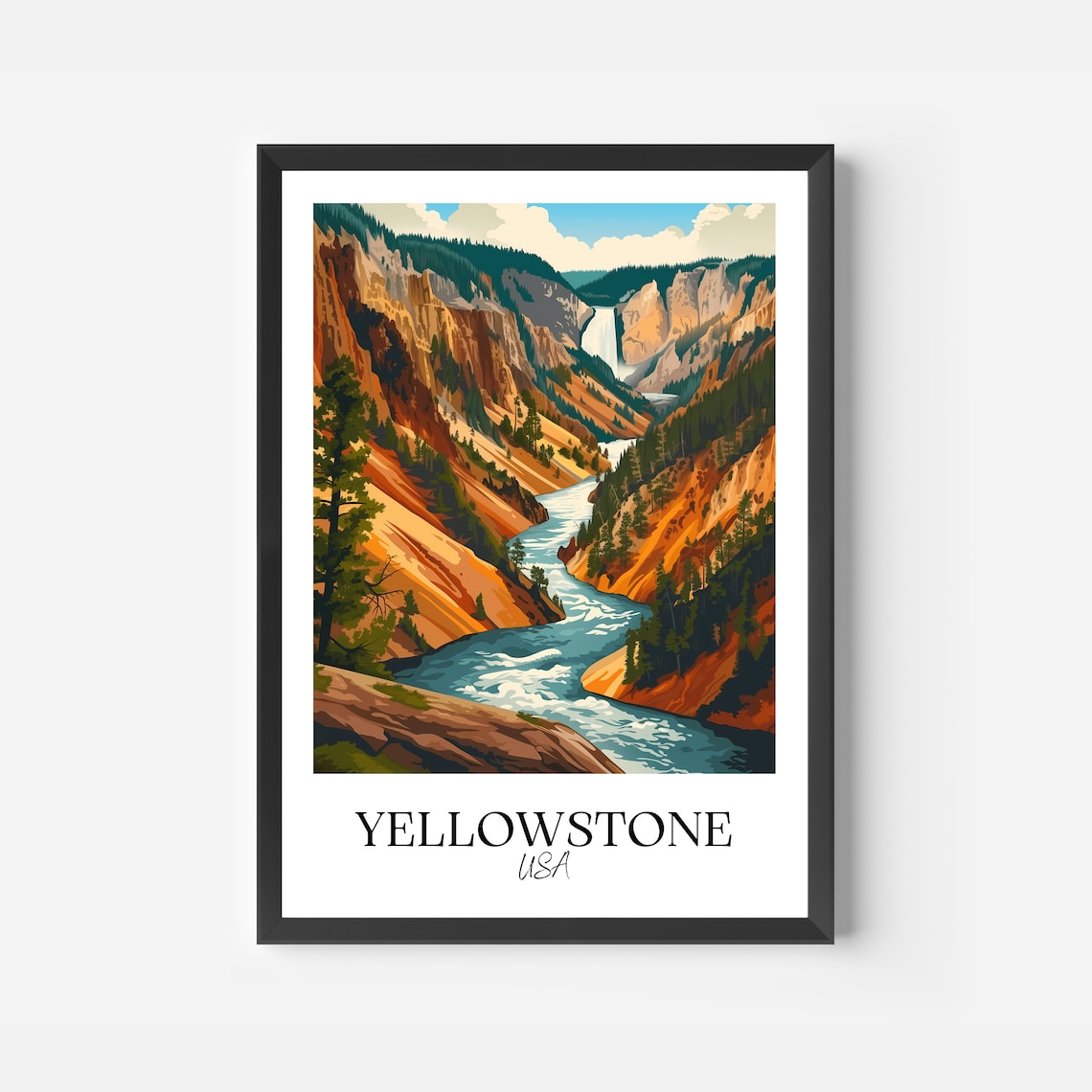 Yellowstone National Park USA Travel Poster Canyon River Falls View - Image 2