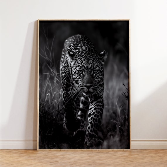 Leopard Poster Animal Print Black And White Wall Art Vintage Print Photography Prints Museum Quality Photo Print