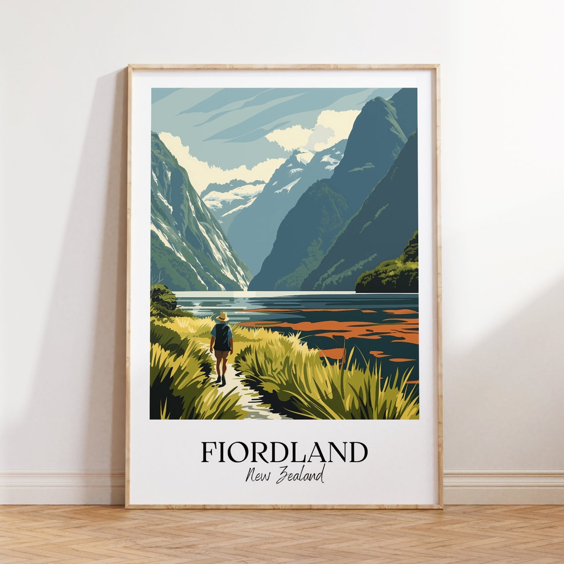 Fiordland National Park Print Fiordland Travel Poster New Zealand Travel Gift Fiordland New Zealand Poster Travel Gift