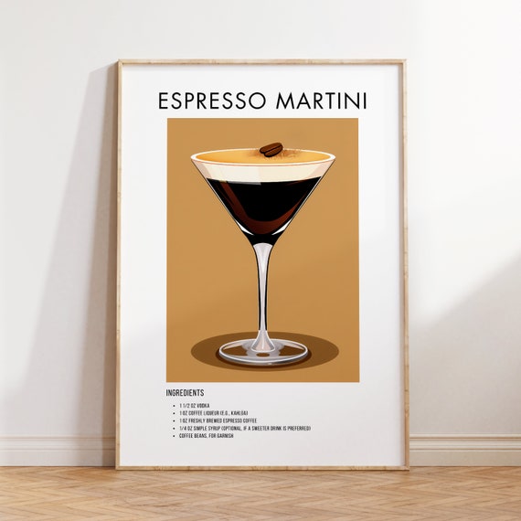 Espresso Martini Poster Cocktail Art Wall Decor Bar Decor Kitchen Wall Art Home Bar Print Alcohol Wall Decor Gift