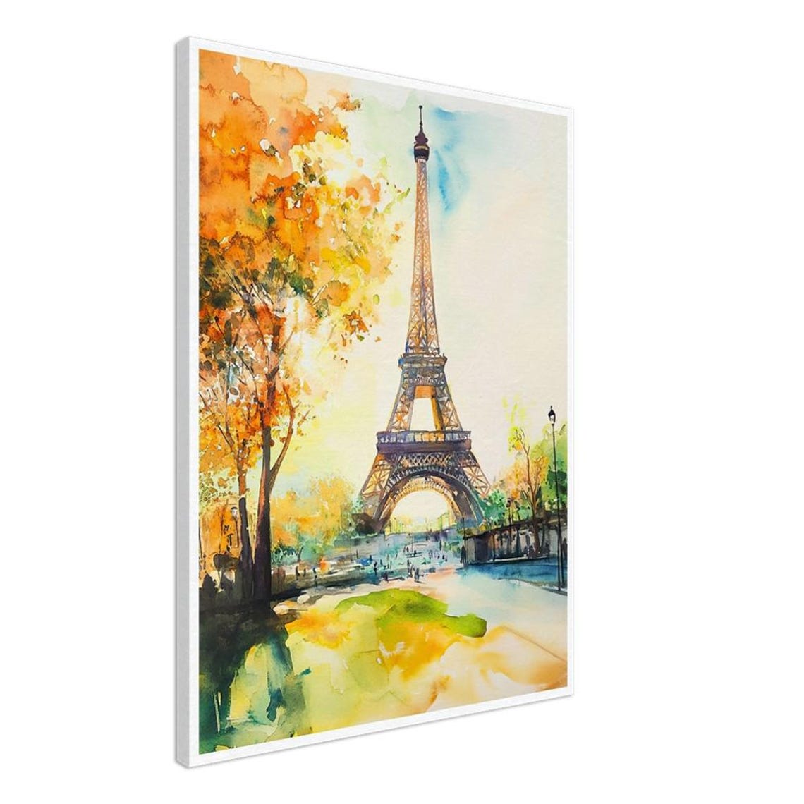 Eiffel Tower Paris Autumn Watercolor Golden Trees Avenue View Poster - Image 2
