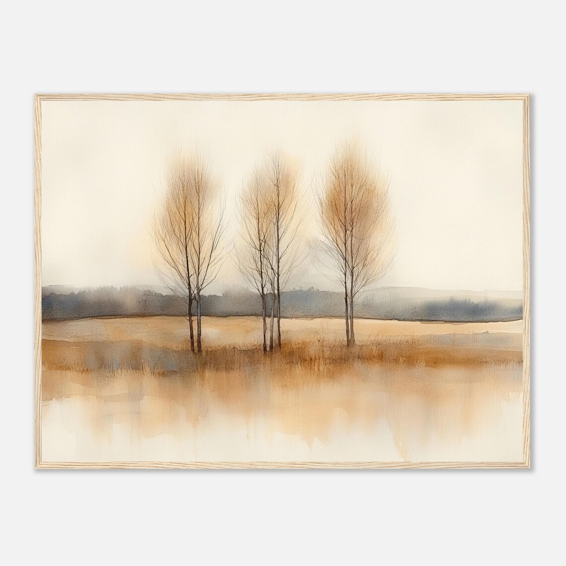 Abstract Tree Watercolor Art Print, Soft Nature Landscape