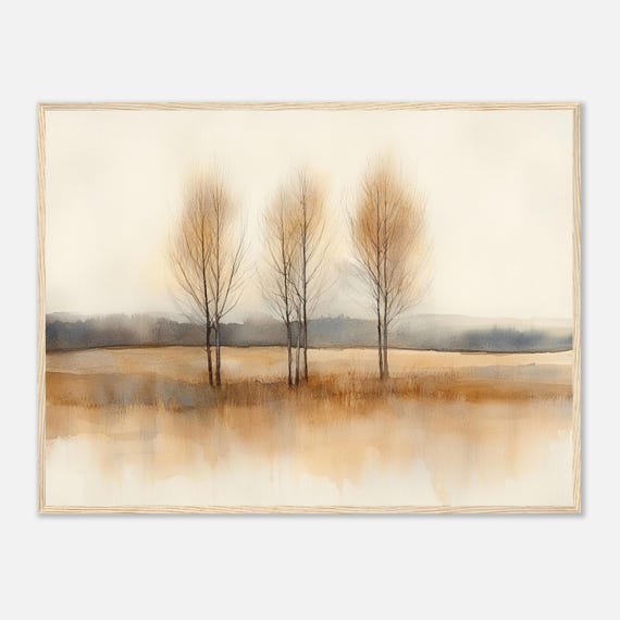 Abstract Tree Watercolor Art Print, Soft Nature Landscape