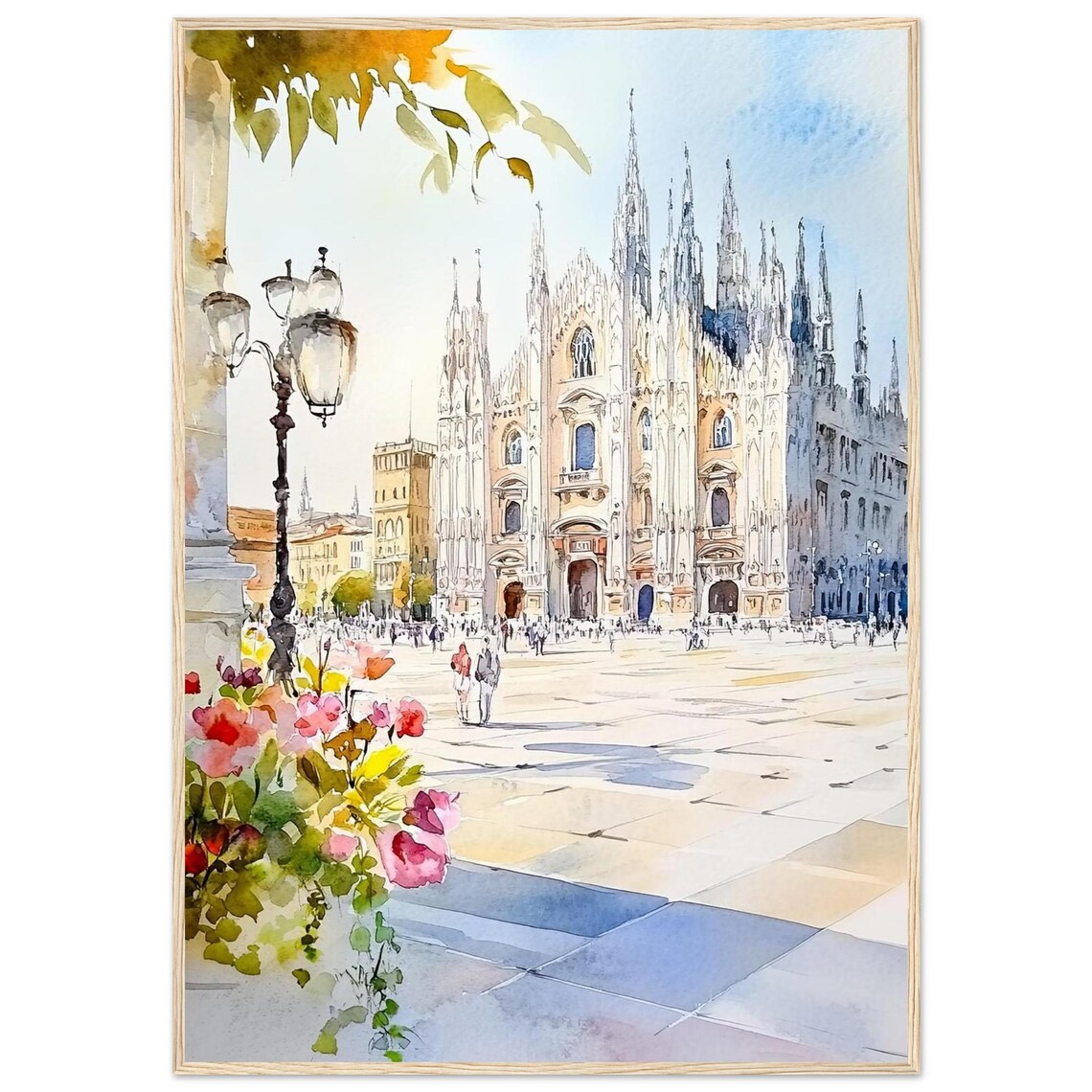 Milan Duomo Watercolor Art Print, Italian Architecture