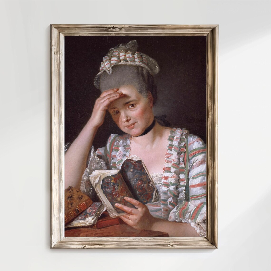 Vintage Woman Reading Book Classical Oil Painting Portrait Poster