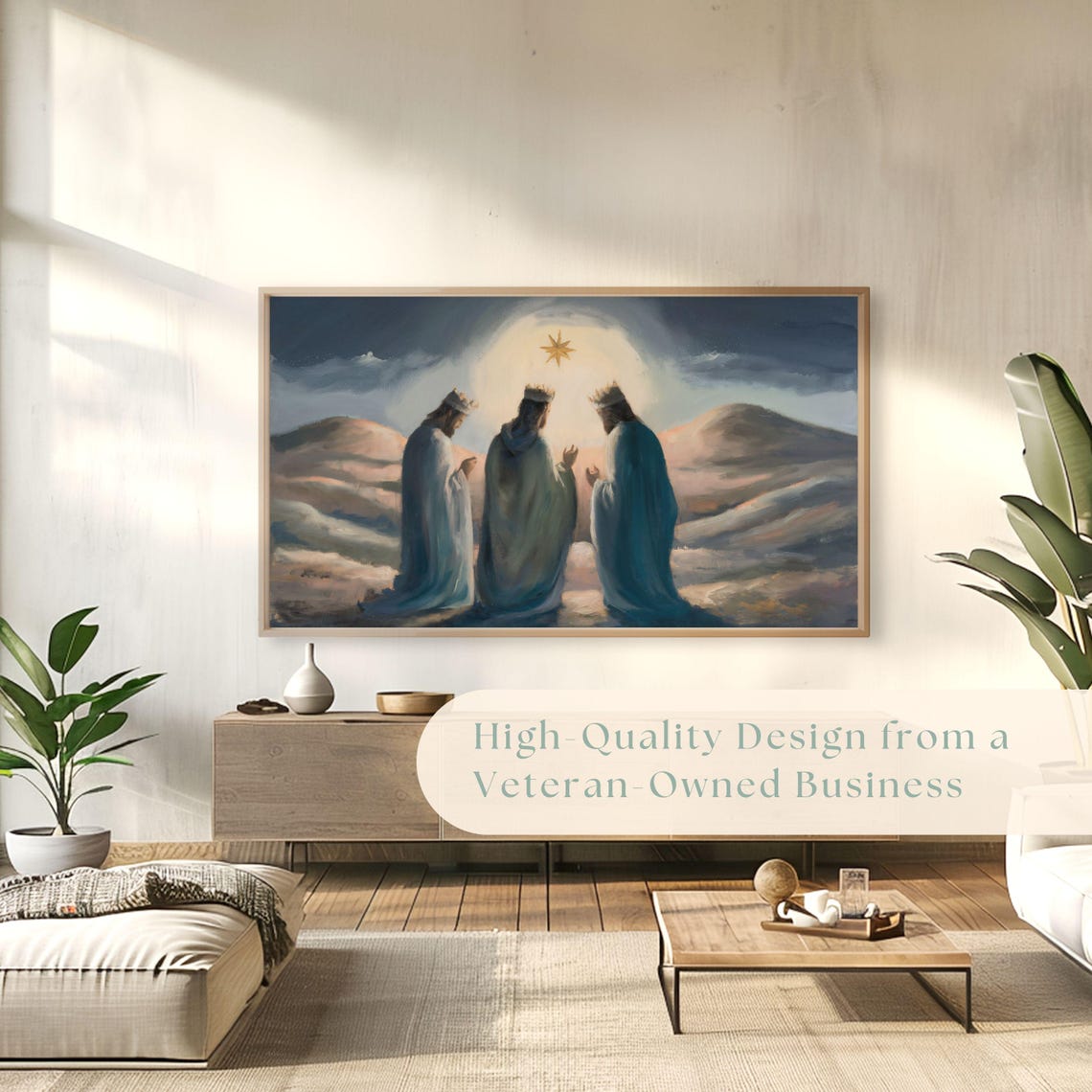 Three Wise Men Gazing At Christmas Star Nativity Night Desert Poster - Image 4
