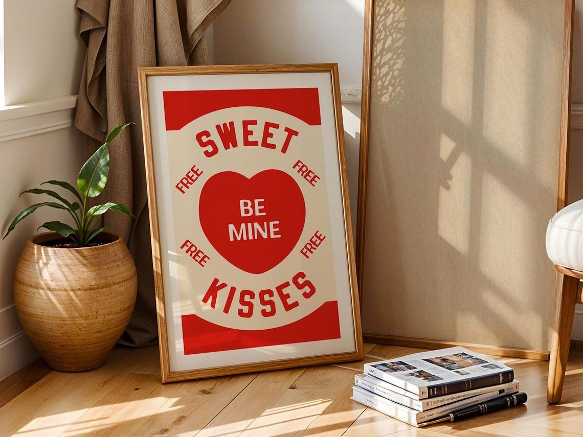 Sweet Kisses Be Mine Vintage Valentine Candy Label Wall Art Poster - Image 3