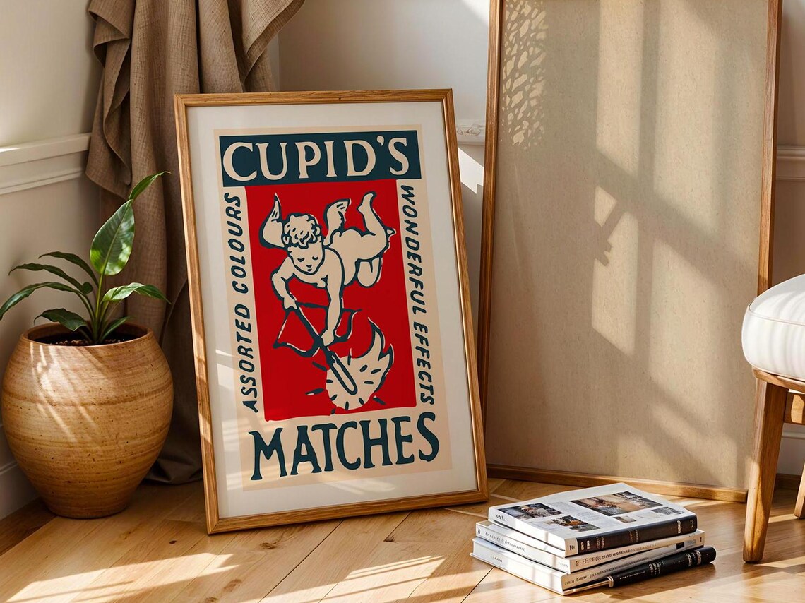 Cupid Match Retro Valentine's Day Art Print - Image 2