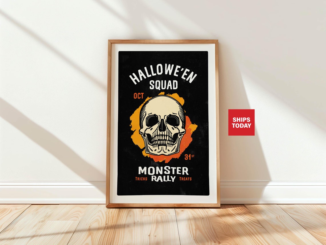 Halloween Squad Monster Rally Skull Spooky October 31 Party Poster