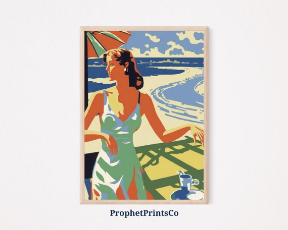 Women At The Beach Poster Print Summer Wall Art Inspired By Matisse Vintage Art Home Dcor Wall Art Digitial