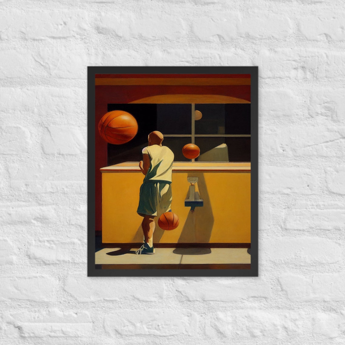 Surreal Dreamlike Floating Basketballs Player Night Game Poster - Image 3