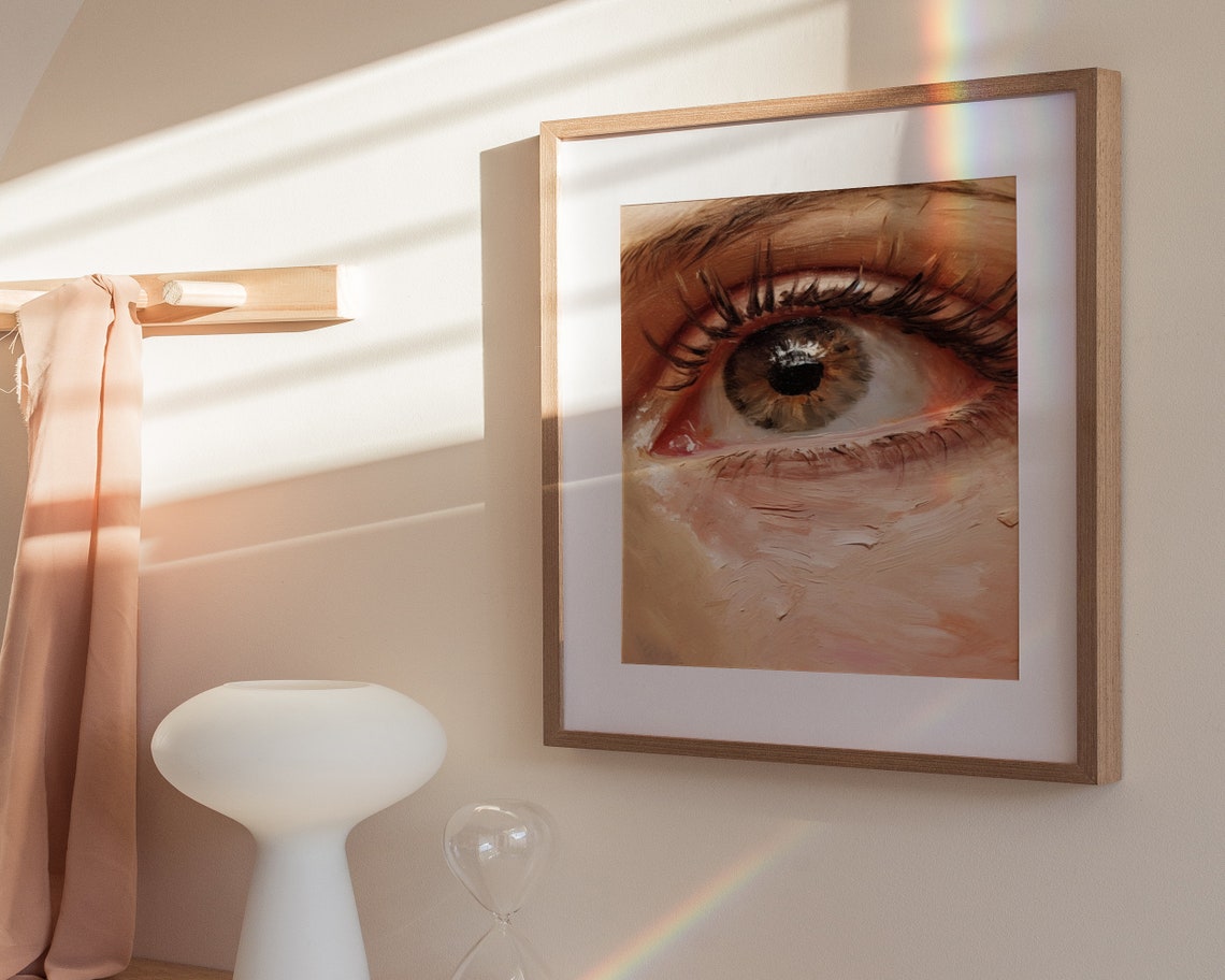 Soft Tonal Womans Eye Print Modern Wall Art Feminine Art Print Boho Aesthetic Home Decor Wall Art - Image 3
