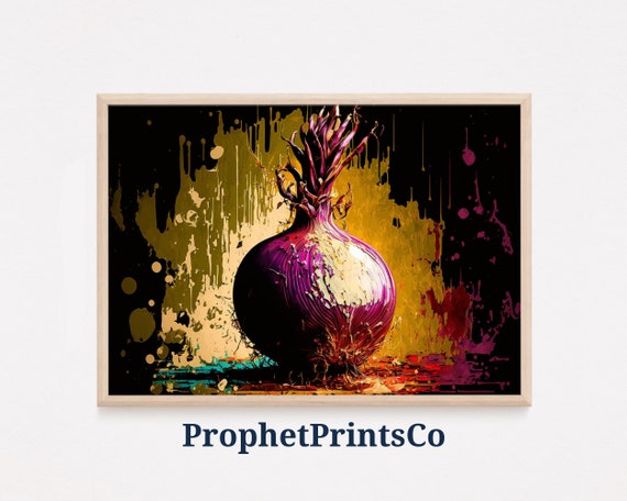 Purple Onion Poster Print Retro Kitchen Wall Art Onion Lover Gift Modern Vegetable Home Dcor Wall Art Digitial