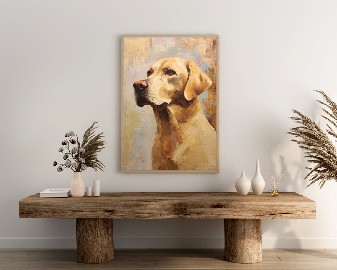 Yellow Labrador Retriever Profile Portrait Painterly Dog Poster - Image 3