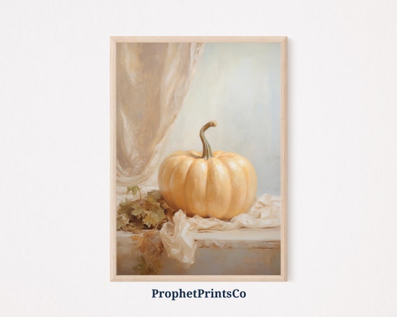 Boho Pumpkin Print Rustic Autumn Wall Art Soft Tonal Fall Wall Art Cute Farmhouse Home Decor Wall Art