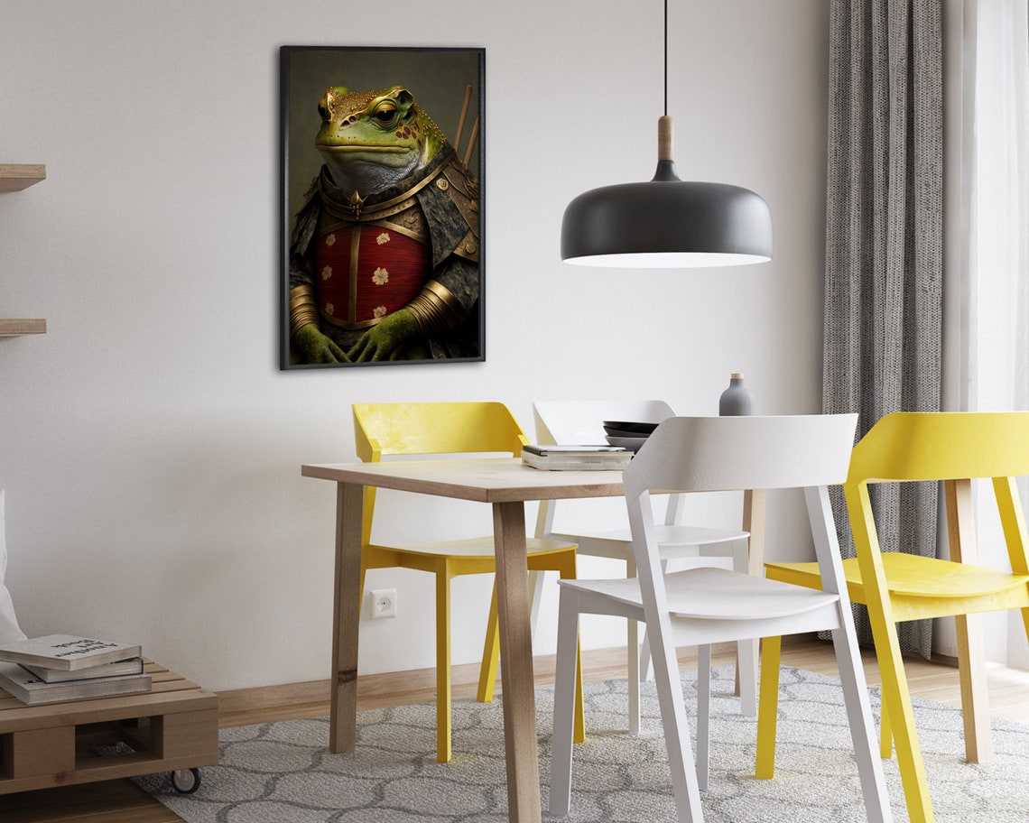 Samurai Frog Warrior in Ornate Red and Gold Armor Portrait Poster - Image 2