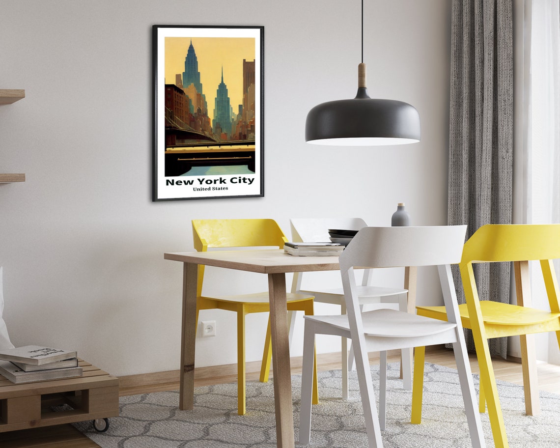 New York City Sunset Skyscrapers Vintage Style Travel Poster - Image 2