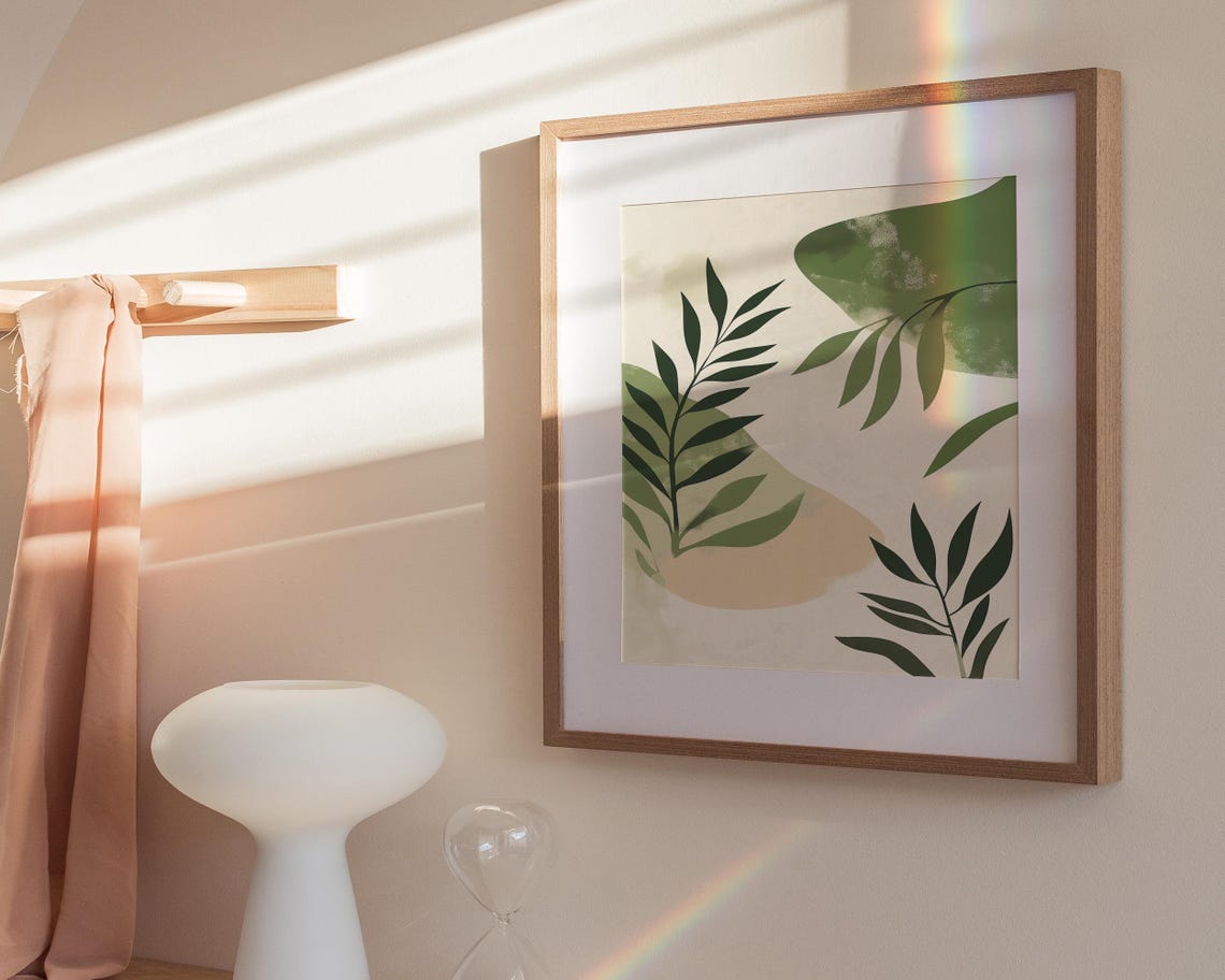 Sage Green Leaves Abstract Shapes Organic Modern Botanical Poster - Image 3