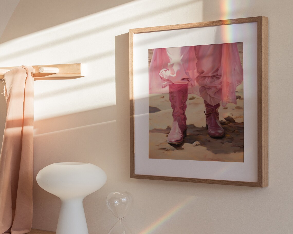 Pink Cowboy Boots Desert Walk Western Girly Style Art Poster - Image 3