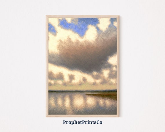 Cloud Oil Painting Poster Print Muted Farmhouse Wall Art Vintage Art Lover Gift Home Dcor Wall Art Digitial