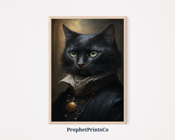 Black Cat In Victorian Gentleman Costume Regal Portrait Poster