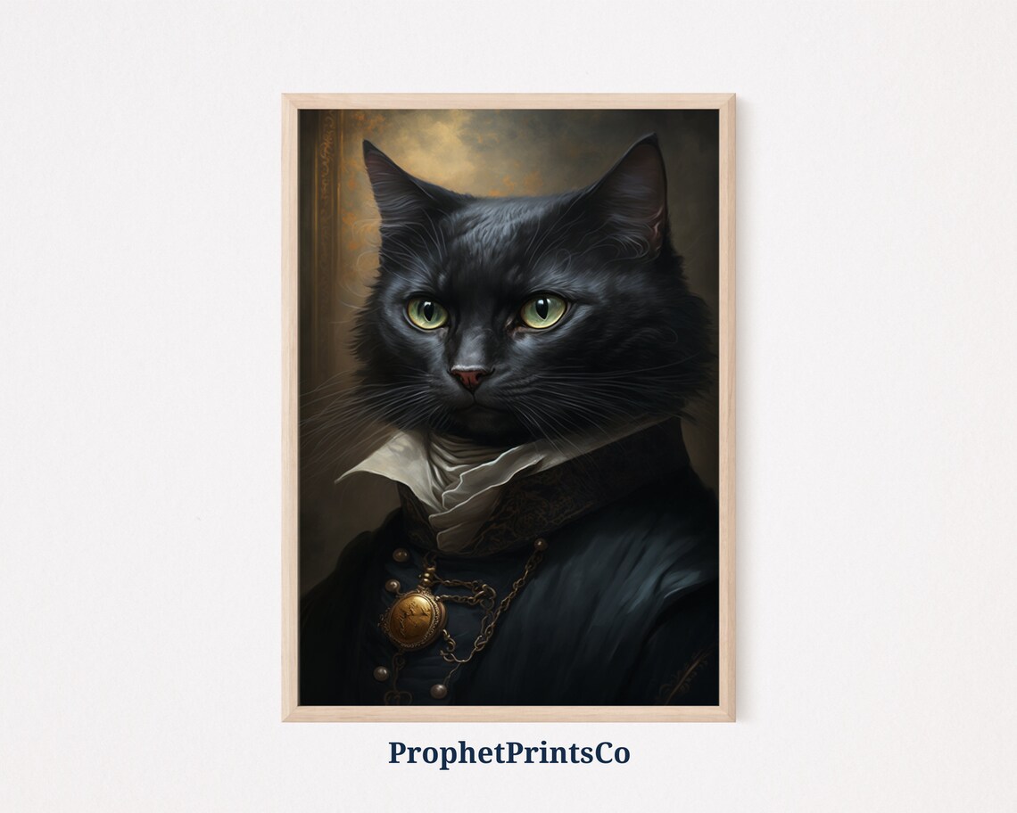 Black Cat In Victorian Gentleman Costume Regal Portrait Poster