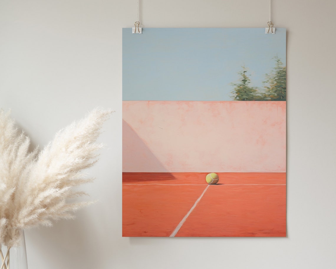90s Tennis Poster Print Vintage Tennis Wall Art Aesthetic Tennis Ball Sports Poster Home Dcor Wall Art - Image 2