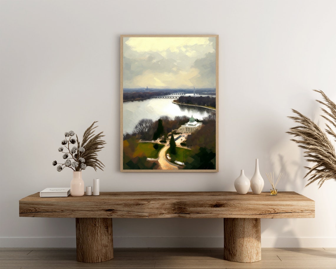 River Bridge and Riverside Pavilion Washington DC Scene Poster - Image 3