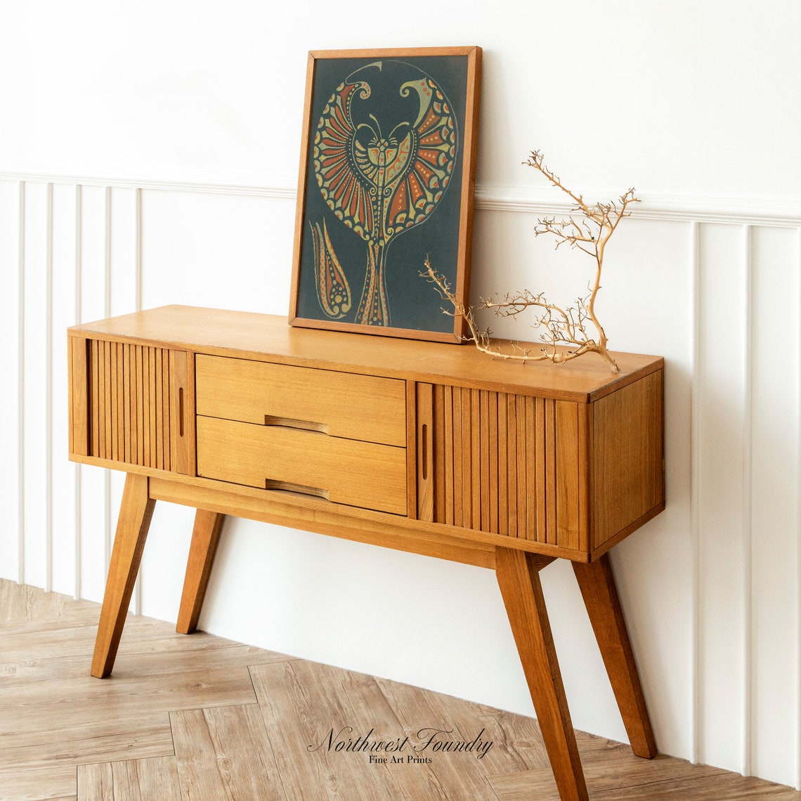 Art Deco Stylized Moth Butterfly Antique Woodblock Design Poster - Image 2