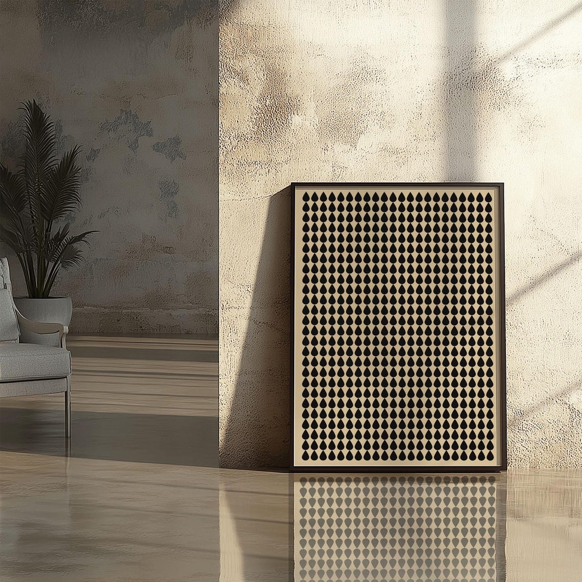 Boho Beige And Black Drop Wall Art Modern Home Decor - Image 4