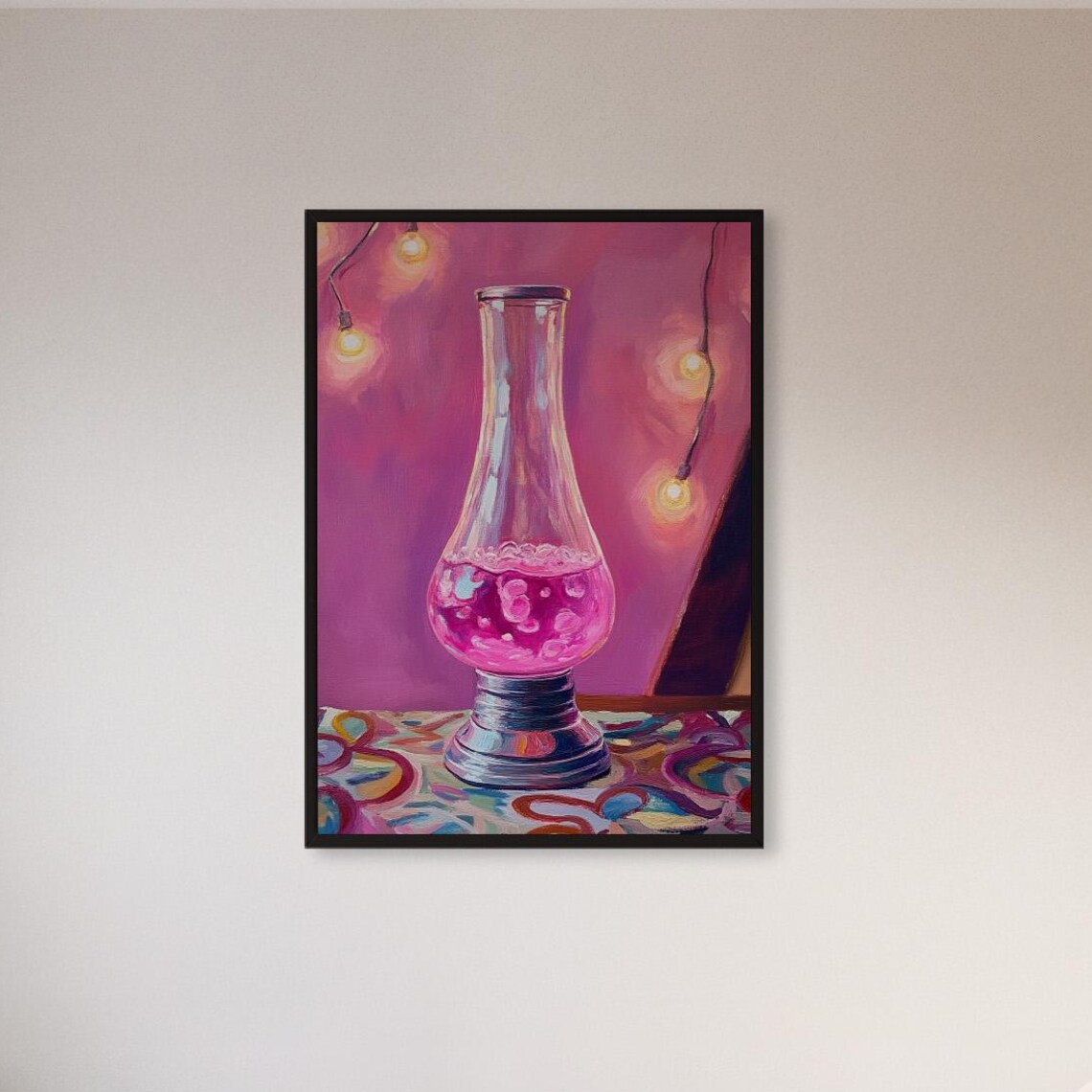 Pink Lava Lamp Glowing Retro Light Painting for Dorm Room Poster