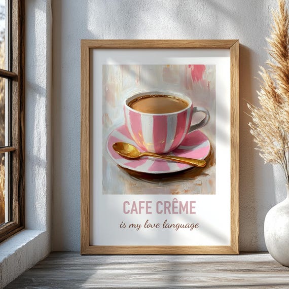 Coffee Wall Art Print Cafe Kitchen Decor Lover Poster Modern Artwork Crme Barista