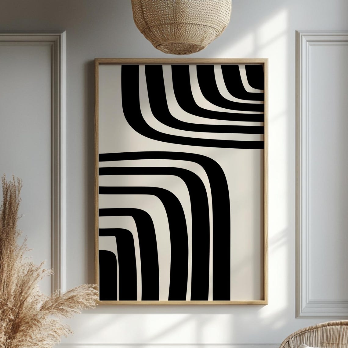 Black Curved Arch Lines Minimalist Mid Century Modern Poster
