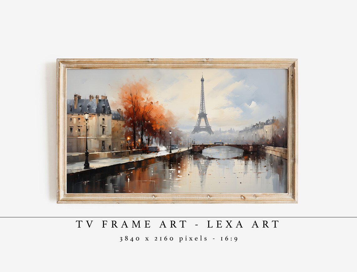 Paris In Fall Frame Tv Art Antique Cityscape Painting Impasto Samsung Instant