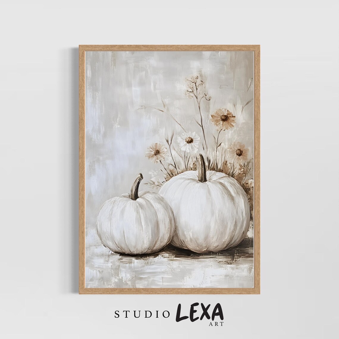 White Pumpkins Rustic Autumn Farmhouse Art Print