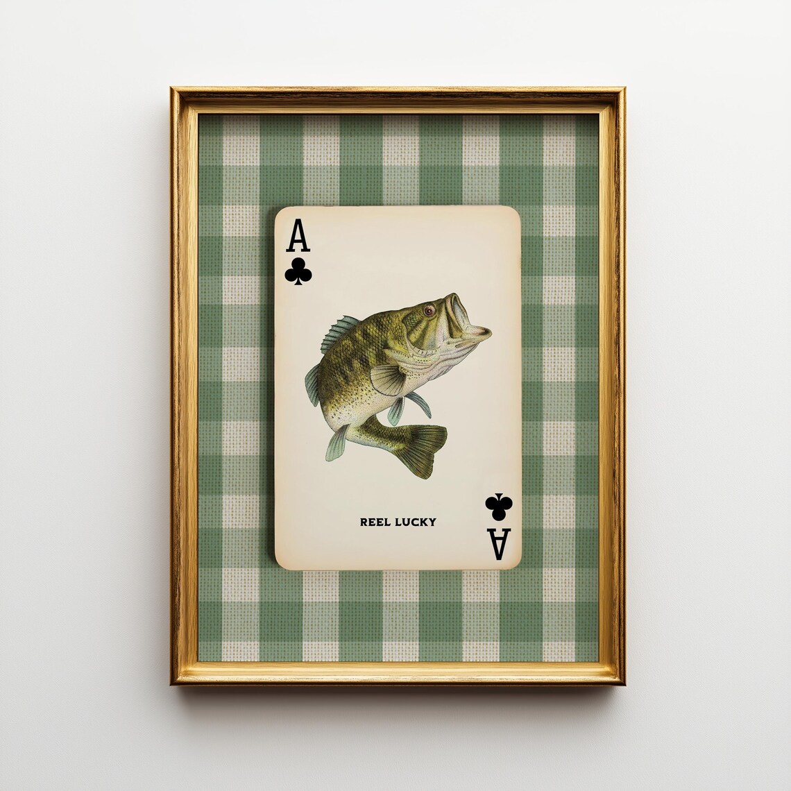 Rustic Fishing Lucky Largemouth Bass Ace Card Art Print