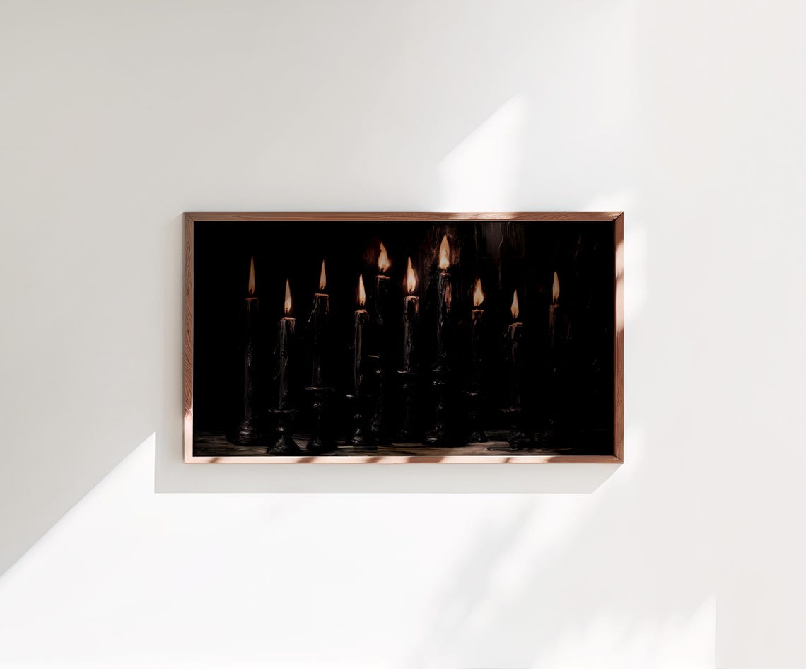 Frame TV Black Candles Gothic Moody Halloween Dark Candlelight Poster - Image 2