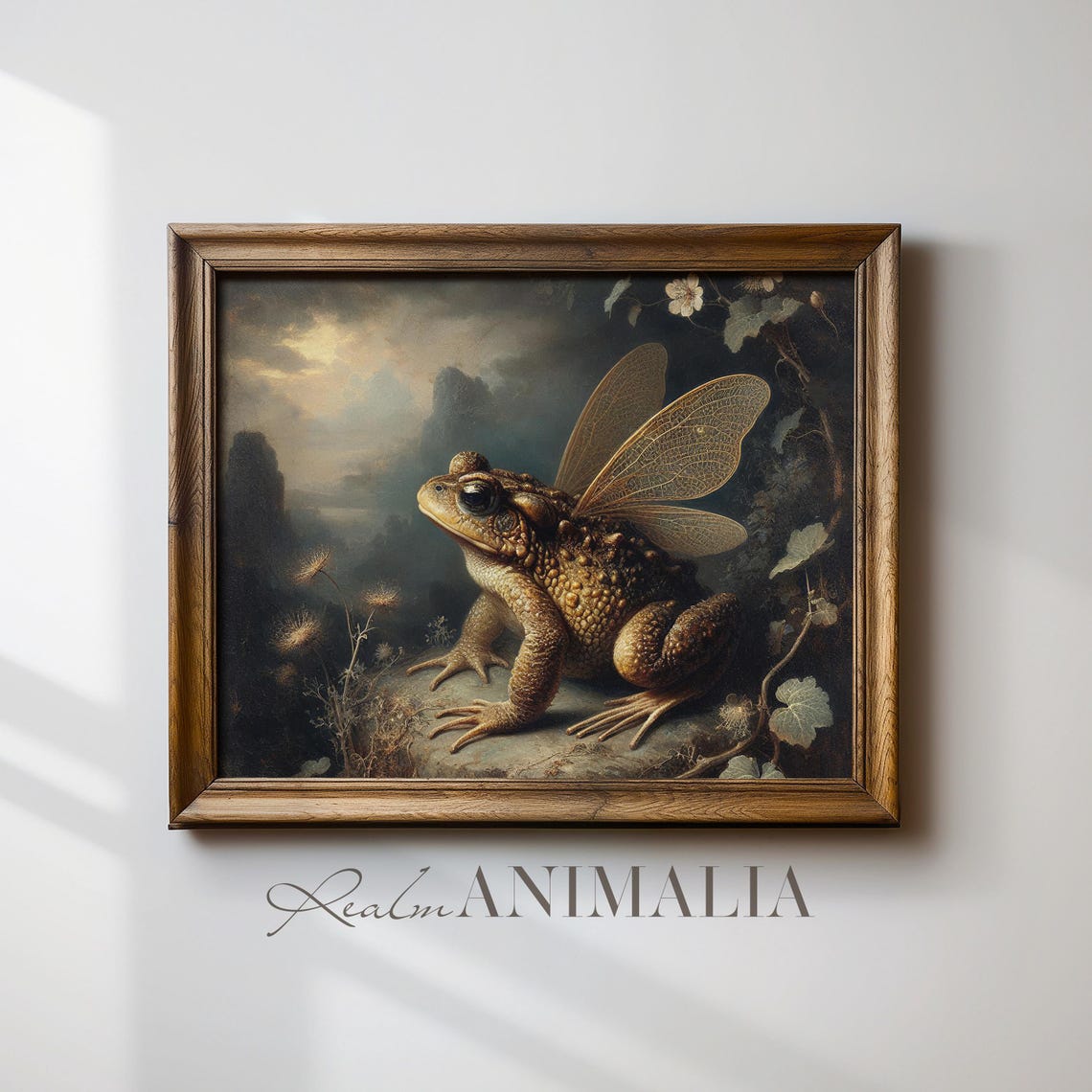Winged Fairy Toad In Dark Moonlit Forest Fantasy Painting Poster - Image 4