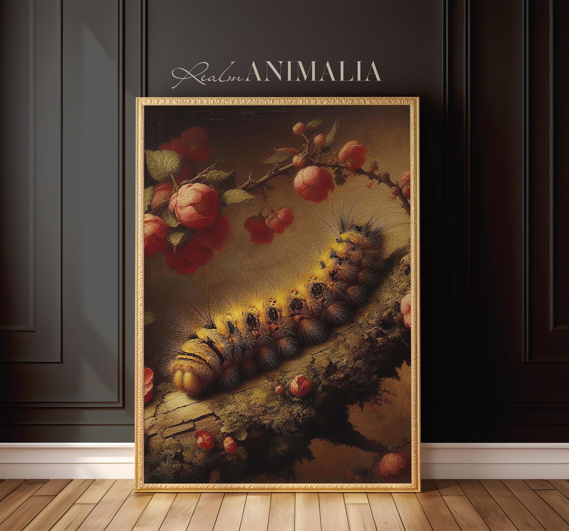 Caterpillar Art Print, Moody Floral Botanical - Image 3