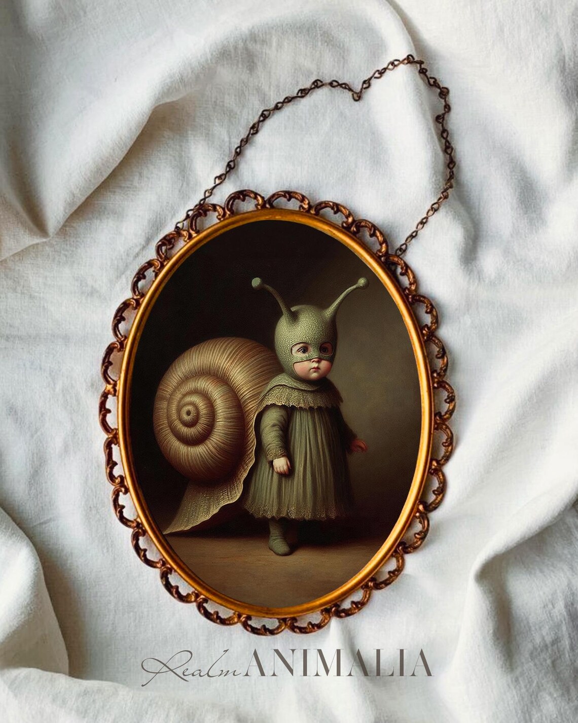 Child in Snail Costume Vintage Halloween Portrait - Image 3