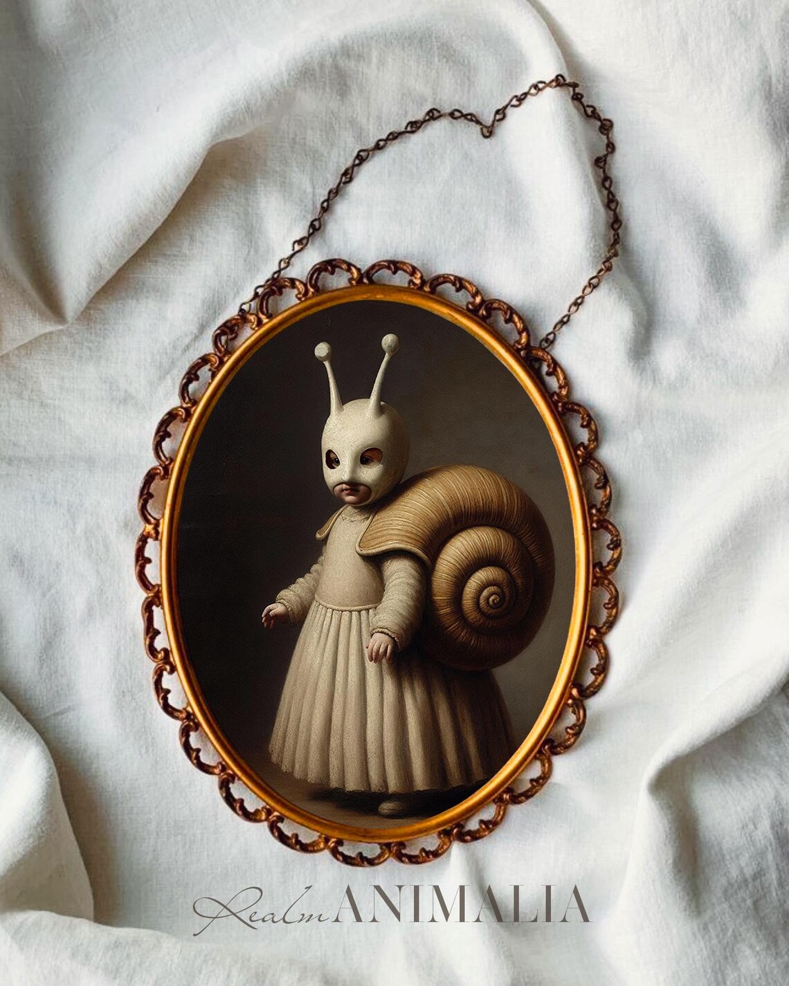 Child in Snail Costume Vintage Portrait Art Print - Image 3