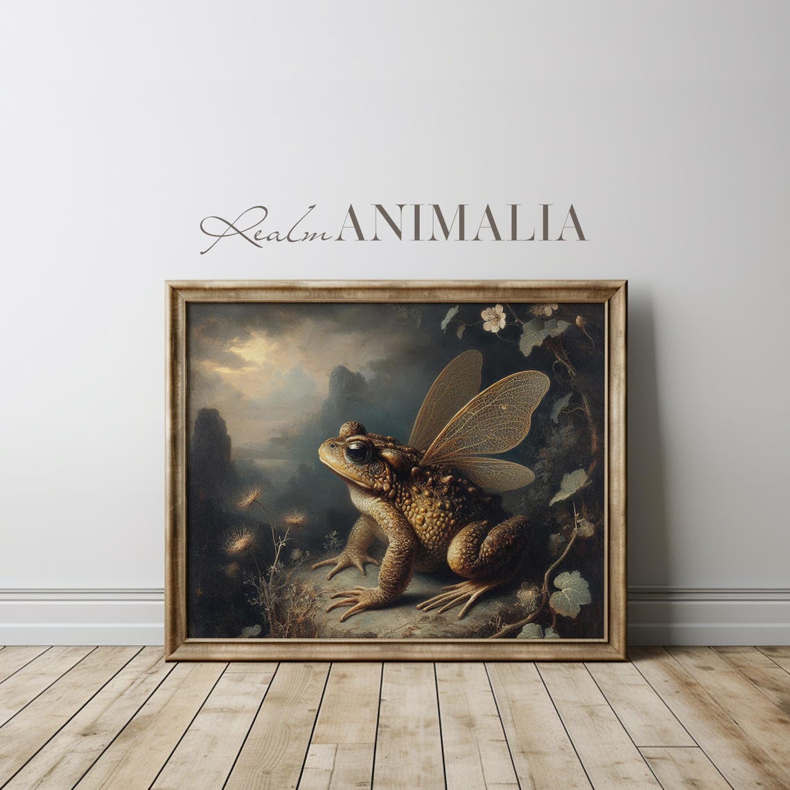 Winged Fairy Toad In Dark Moonlit Forest Fantasy Painting Poster - Image 3