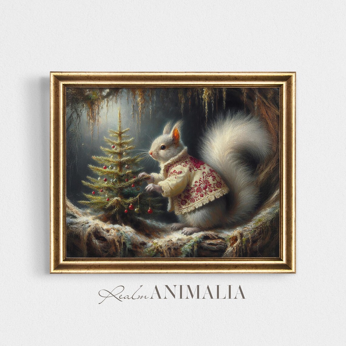Christmas Squirrel Painting, Whimsical Holiday Art Print - Image 4