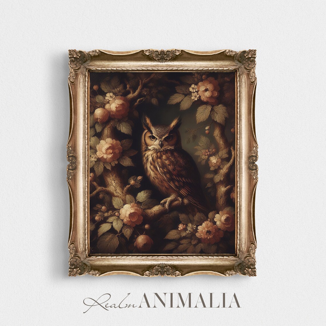 Vintage Moody Owl Art Print, Cottagecore Owl Decor - Image 3
