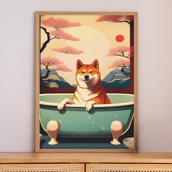 Shiba Inu Wall Art File Japandi Dog Poster Animal Cute Pet Illustration Modern Room Artwork For Lovers