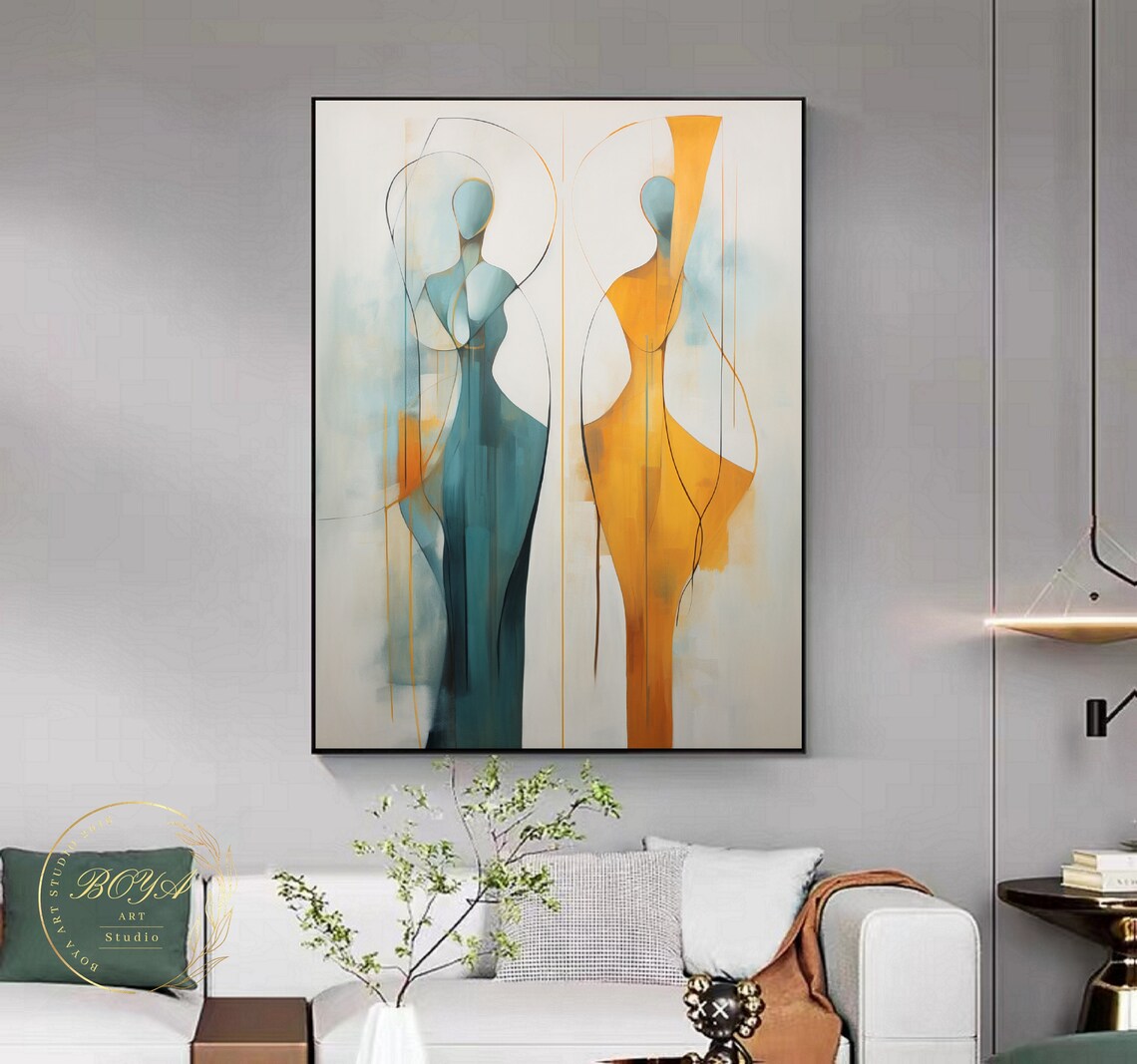 Minimalist Abstract Figure Painting, Modern Wall Art - Image 4