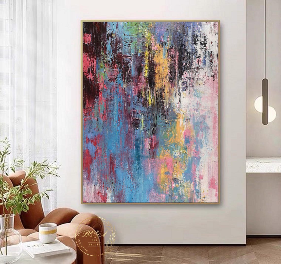 Bold Colorful Expressionist Drips and Strokes Abstract Poster - Image 3