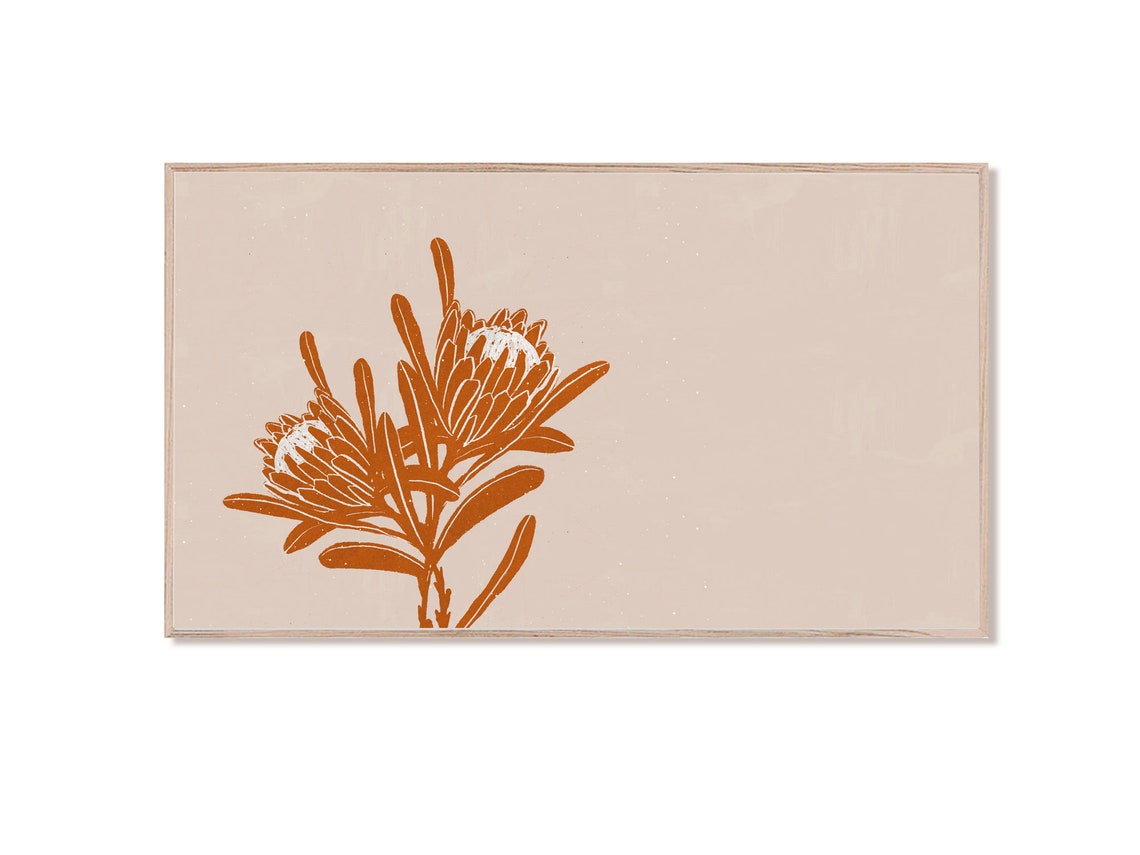 Terracotta Protea Flower Minimalist Botanical Wall Art Decor